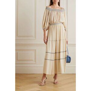 $385 NWOT See by Chloé Off-White Embroidered Maxi Skirt Size 38/L Pull-On